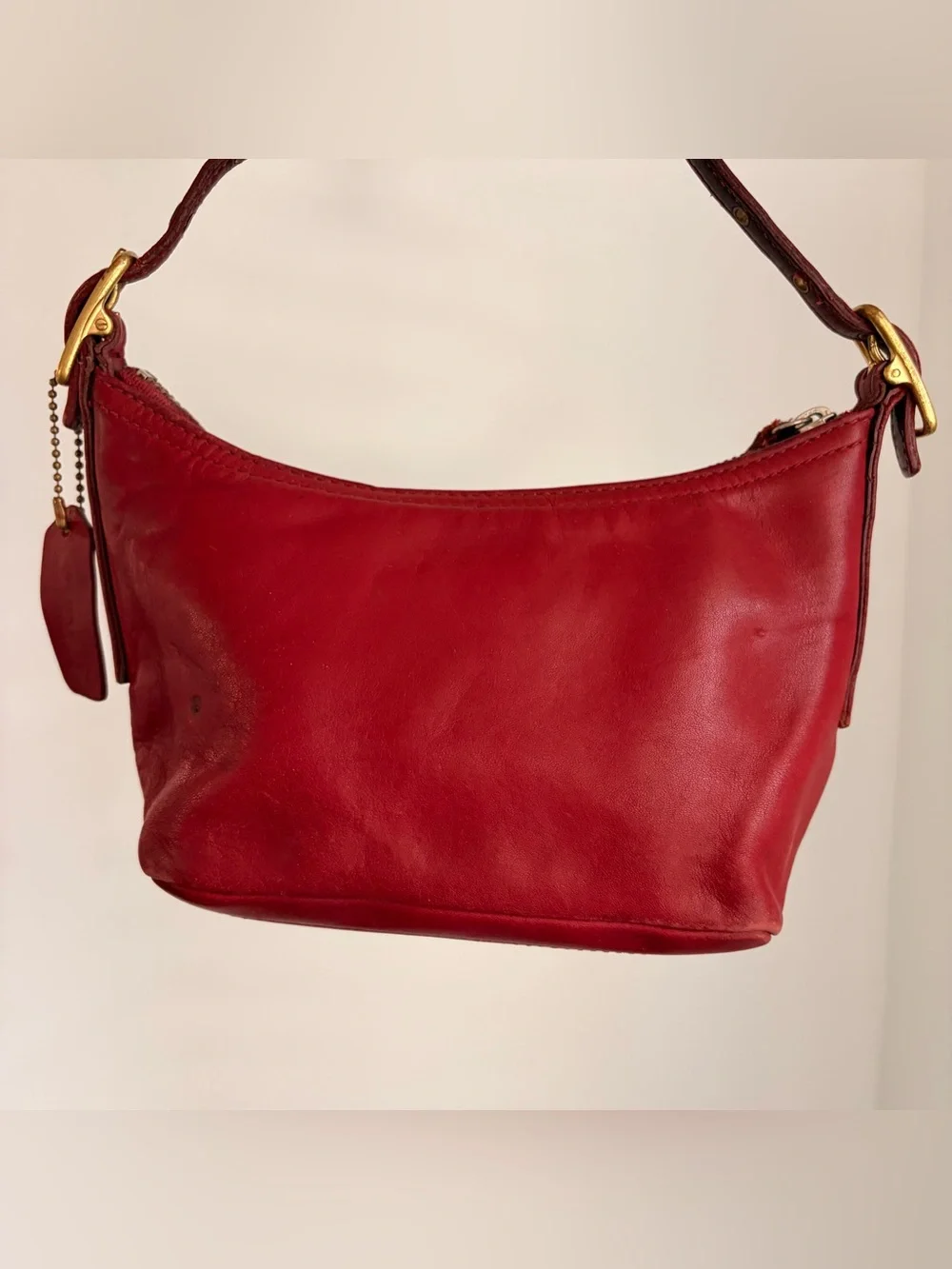 Vintage Coach Coach 9844 Demi Hobo Baguette Shoulder Bag Red Leather